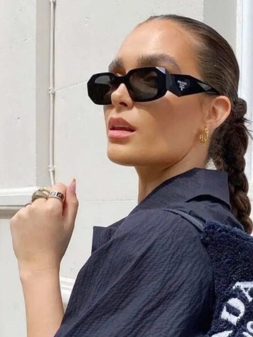 Prada PR 17WS 1AB5SO Black Dark Grey Lens Sunglasses - Picture 3 of 13